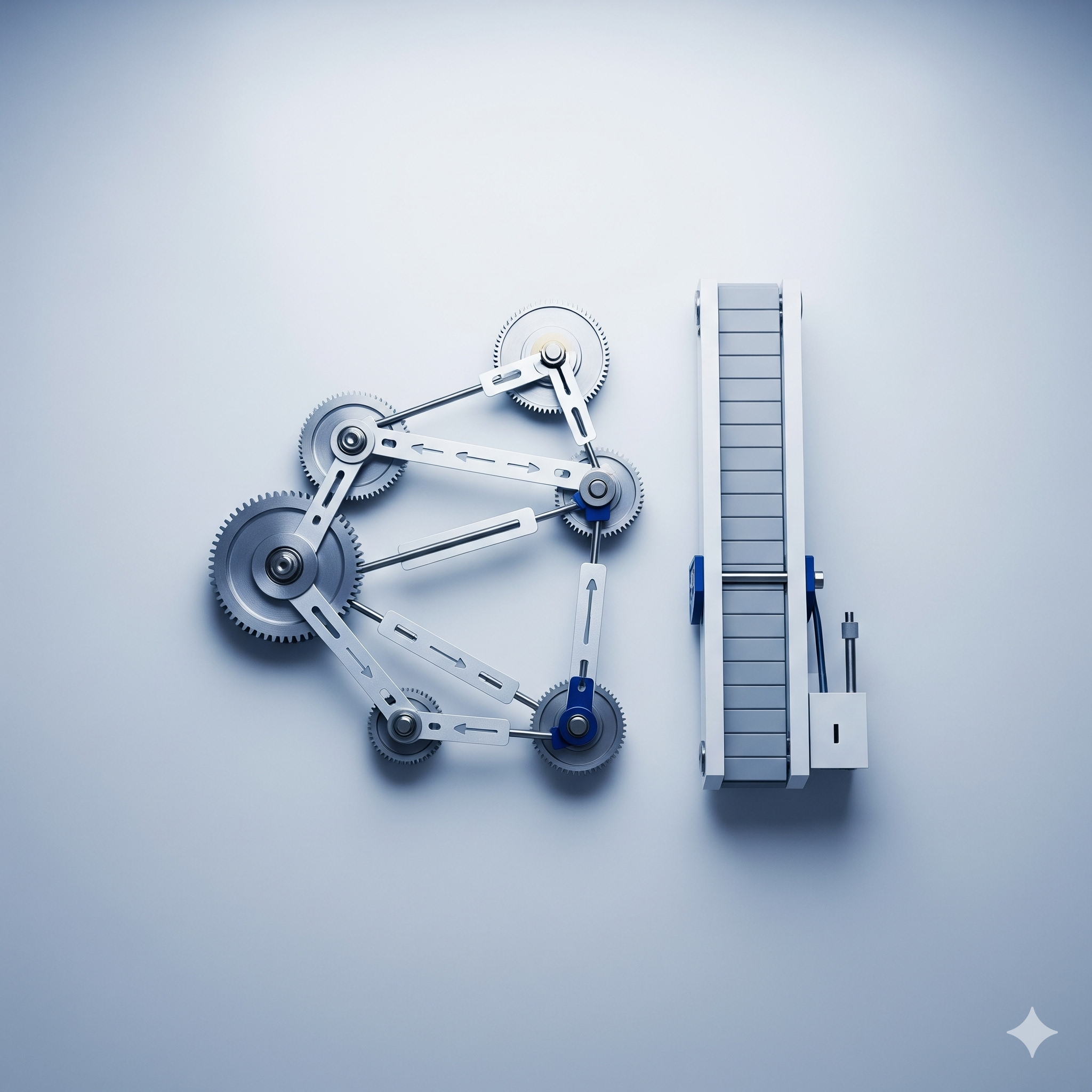 Mechanical gears connected to a vertical sliding mechanism on a light background.